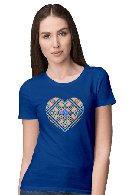 Women`s t-shirt with prints Heart embroidery. Cross stitch, embroidered shirt, embroidery, heart, i love ukraine, symbols of ukraine, traditions of ukraine, ukraine. 2070702