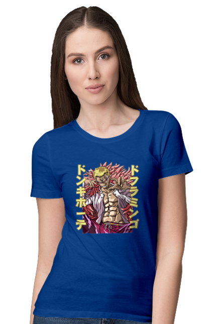 Women's t-shirt with prints One Piece Donquixote Doflamingo. Anime, donquixote doflamingo, heavenly yaksha, manga, one piece, straw hat pirates. 2070702