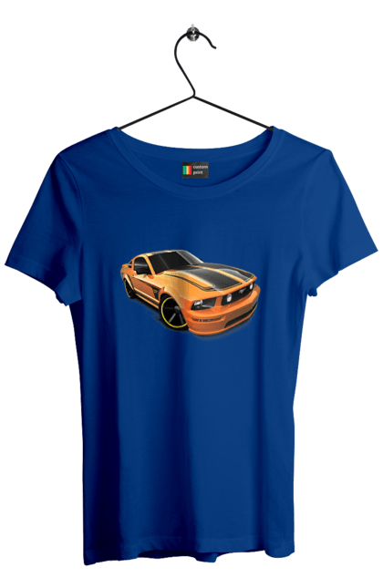 Футболка жіноча з принтом "Помаранчева, швидкісна машина". Їзда, колеса, машина, швидкість. 2070702
