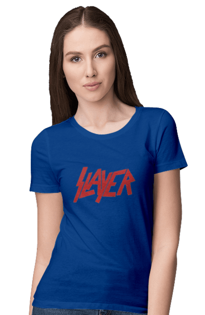 Women's t-shirt with prints Slayer. Groove metal, group, metal band, music, nu metal, scull, slayer, speed metal, thrash metal. 2070702