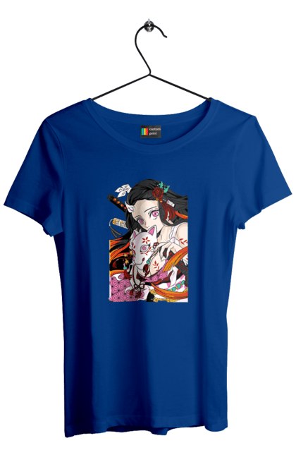 Women`s t-shirt with prints Demon Slayer Nezuko. Anime, demon slayer, kimetsu no yaiba, manga, nezuko, serial. 2070702