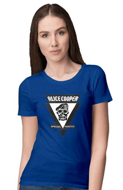 Women's t-shirt with prints Alice Cooper. Actor, alice cooper, hard rock, heavy metal, musician, rock, rock musician. 2070702