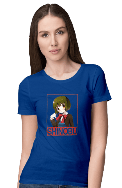 Women's t-shirt with prints Kiniro Mosaic Shinobu Omiya. Anime, gold mosaic, kiniro mosaic, kinmoza, manga, shinobu, shinobu omiya. 2070702