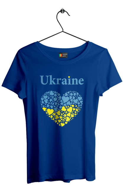 Футболка жіноча з принтом "Ukraine Heart". Прапор, серце, україна. 2070702