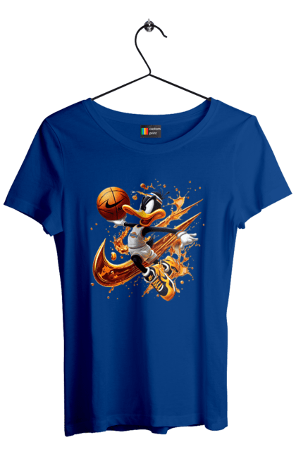 Футболка жіноча з принтом "Даффі Дак Nike". Daffy duck, looney tunes, merrie melodies, nike, warner brothers, даффі дак, качка, мультфільм. 2070702