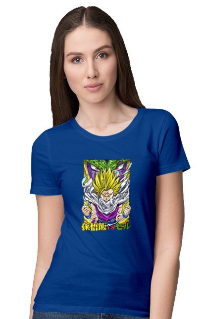 Women`s t-shirt with prints Dragon Ball Gohan. Anime, dragon ball, gohan, goku, manga, tv series, vegeta. 2070702