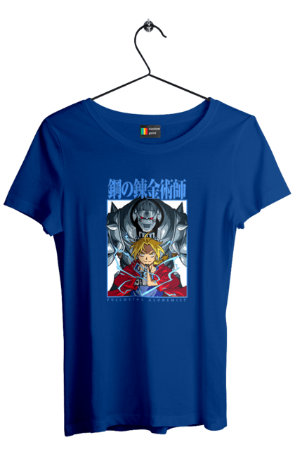 Women's t-shirt with prints METAL. Adventures, alphonse elric, anime, edward elric, fullmetal alchemist, light novel, manga, steampunk. 2070702