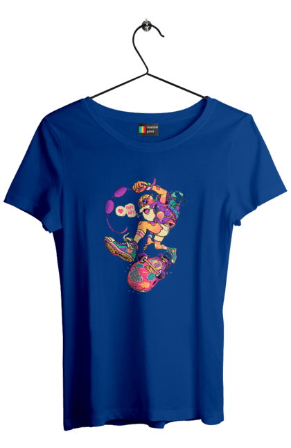 Women`s t-shirt with prints Grandfather on the wave. Age, be young, chase, cool grandfather, drive, fire, grandfather and skate, play, sport, youth at heart. 2070702