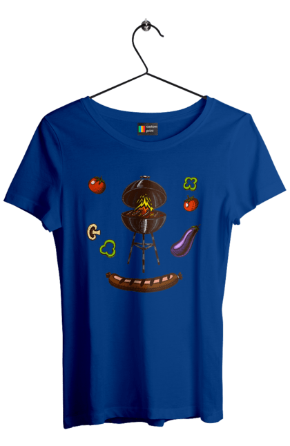 Women`s t-shirt with prints Barbecue Sausage. Barbecue, fry, grill, sausage. 2070702