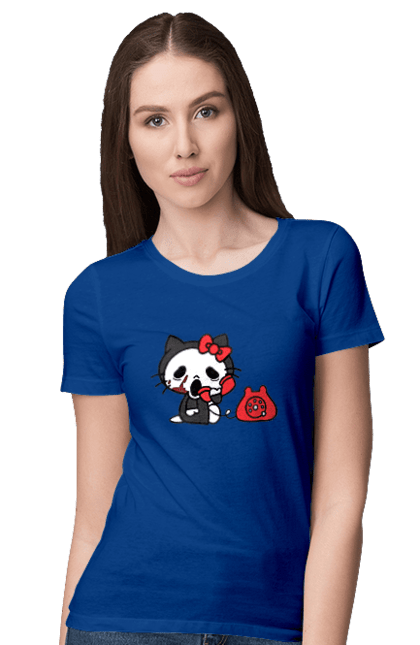 Women's t-shirt with prints Hello Kitty Halloween. Brand, cat, character, halloween, hello kitty, kitten. 2070702