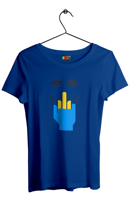 Women`s t-shirt with prints Putin Huilo. All, dead muscovite, go fuck yourself, good evening, middle finger, muscovites, orcs, putin shit, putin`s head, russian military. 2070702