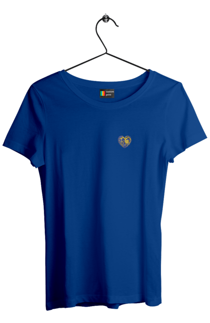 Women`s t-shirt with prints Hearts of the unbreakable. Dark blue, heart, symbolics, ukraine, unbreakable. 2070702