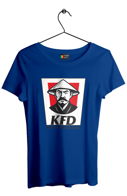 Футболка жіноча з принтом "Korea Fried Dog". Бренди, гумор, жартівливі, кфц, літні, прикольні, смішні, фаст-фуд. 2070702