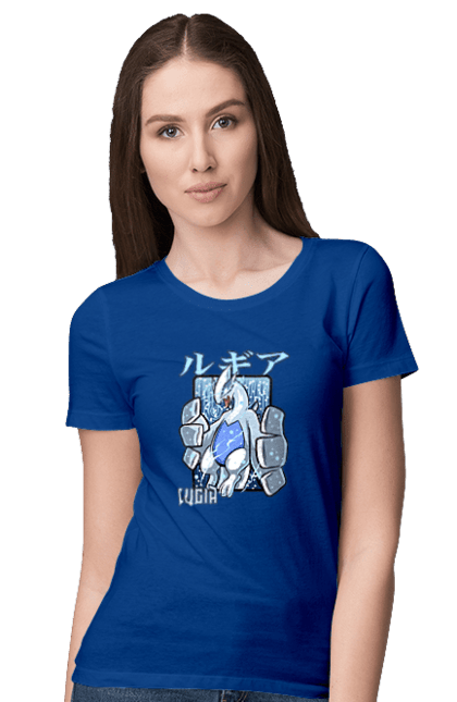 Women's t-shirt with prints Pokemon Lugia. Anime, games, lugia, nintendo, pokemon, pokemon go. 2070702