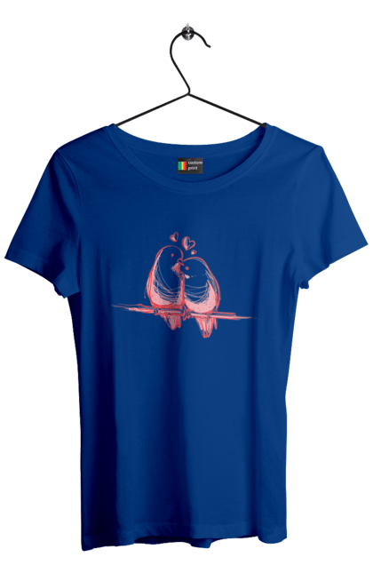 Футболка жіноча з принтом "Закохані Попугайчики". Закохані, папуги. 2070702