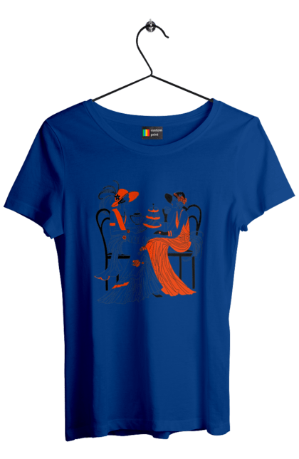 Футболка жіноча з принтом "Дами В Червоному". Дами, посиденьки, чаювання. 2070702