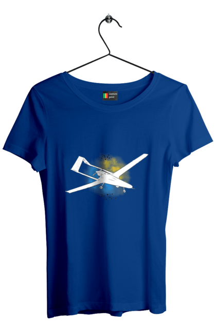 Women`s t-shirt with prints Bayraktar. Aquarelle, bayraktar, glory, sky, ukraine. 2070702