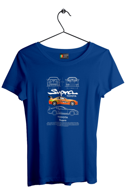 Women's t-shirt with prints Toyota Supra. Automobile, car, japan, sport car, sports car, supra, toyota, toyota supra. 2070702