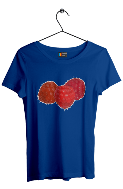 Футболка жіноча з принтом "Малина". Веган, вегетаріанець, делікатес, дієта, їжа, літо, малина, плід, смачно, стигла, червона, ягода. 2070702