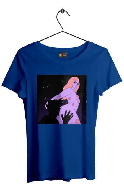 Футболка женская с принтом Фиолетовая Девушка. Девушка, тело. 2070702