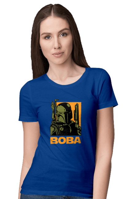 Футболка женская с принтом Боба Фетт. Boba fett, боба фетт, звездные войны, клон, охотник за головами. 2070702