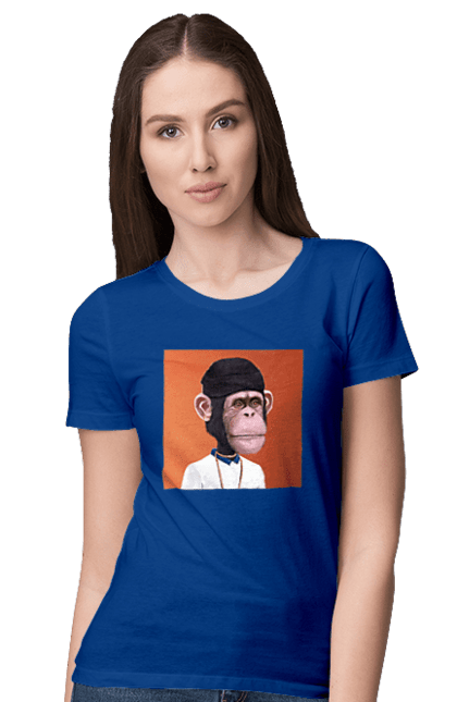 Футболка жіноча з принтом "Мавпочка 4". Nft, персонаж, принти, ручне малювання, футболки. CustomPrint.market