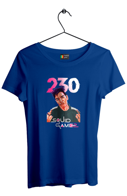 Футболка жіноча з принтом "Гра в кальмара Танос". 230, netflix, squid game, thanos, гра в кальмара, гравець 230, нетфлікс, серіал, танос. 2070702