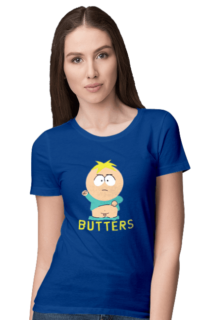 Футболка женская с принтом Южный Парк Баттерс. Butters, south park, баттерс, мультфильм, южный парк. 2070702