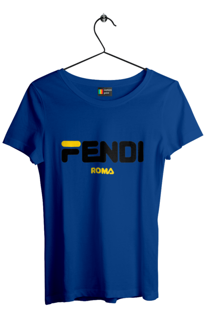 Футболка женская с принтом Fendi. Fendi, lvmh, бренд, дом моды, италия, люкс, мода, одежда, сумка, фенди. 2070702