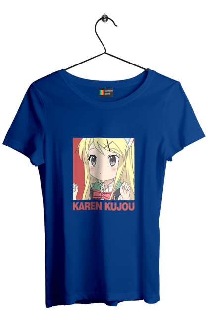 Футболка женская с принтом Золотая мозаика Карен Кудзё. Anime, karen kujo, kiniro mosaic, kinmoza, manga, аниме, золотая мозаика, карен, карен кудзё, манга. 2070702