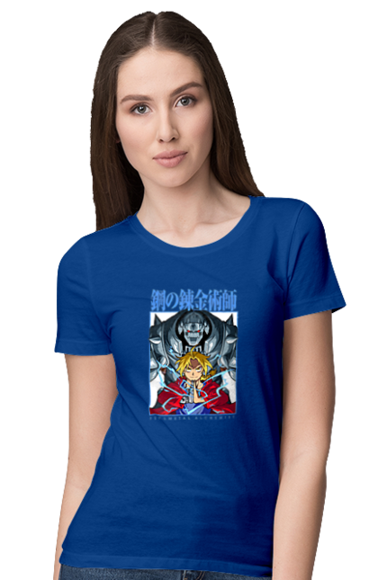 Women's t-shirt with prints METAL. Adventures, alphonse elric, anime, edward elric, fullmetal alchemist, light novel, manga, steampunk. 2070702