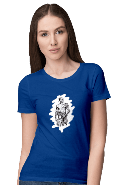 Women`s t-shirt with prints Cyborgs of ukraine. Cossack, cyborg, forelock, patriot, pistol, ukrainian, vusa, zbroya. 2070702