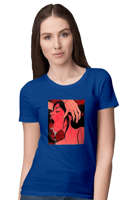 Women`s t-shirt with prints Girl Sucks With Saliva. Sex, suck. 2070702
