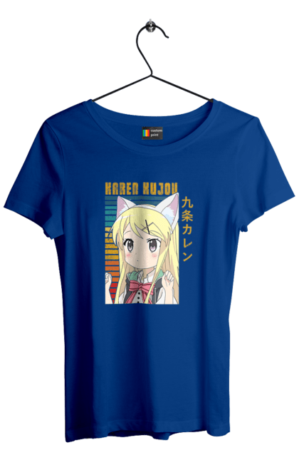 Women's t-shirt with prints Kiniro Mosaic Karen Kujo. Anime, gold mosaic, karen, karen kujo, kiniro mosaic, kinmoza, manga. 2070702