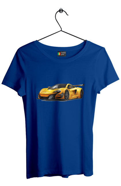 Футболка жіноча з принтом "Спорткар". Автомобіль, жовтий автомобіль, жовтий спорткар, спорт, спорткар. 2070702