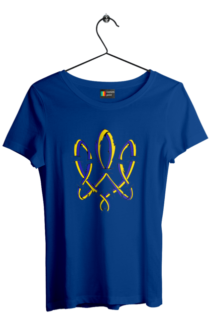 Футболка жіноча з принтом "Тризуб України герб". Воля, герб, символ україни, тризуб, тризуб україни, тризуб україни герб, україна, українська символіка. 2070702