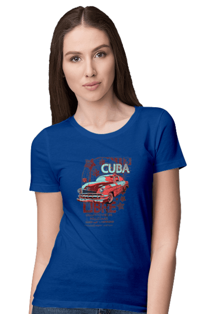 Women`s t-shirt with prints Cuba, Machine. Cuba, retro. 2070702