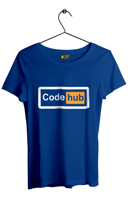 Футболка жіноча з принтом "Код хаб". Айті, айтішник, для айтішника, для програміста, код хаб, подарунок айтішнику, подарунок програмісту, програміст, розробник. 2070702