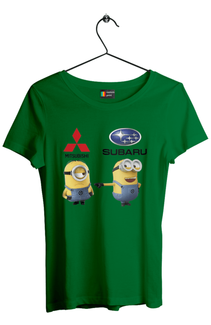 Футболка жіноча з принтом "Minion Субару". Авто, машини, міньйони, мітсубісі, субару. 2070702