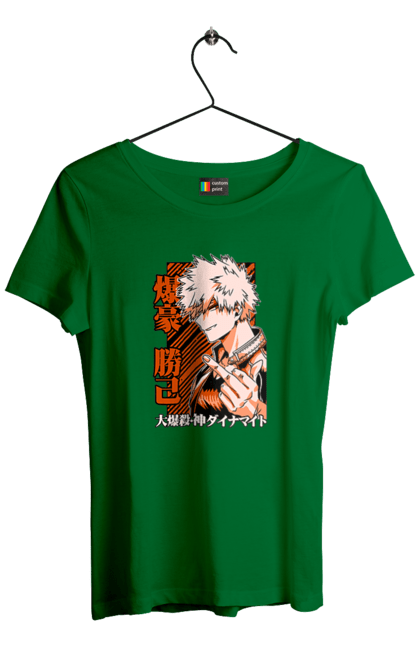 Футболка жіноча з принтом "Моя академія героїв Бакуго". Bakugo, katsuki, katsuki bakugo, my hero academia, академія юей, аніме, бакуго, кацукі бакуго, манга, моя геройська академія. 2070702