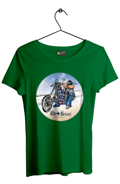 Women`s t-shirt with prints Old school. Auto moto, motorcycle, music band, old hardening, performers, rock band. 2070702