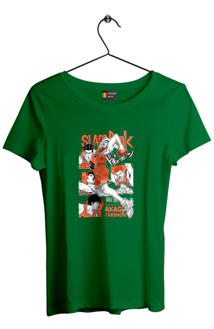 Women's t-shirt with prints Slam Dunk Takenori Akagi. Anime, basketball, comedy, manga, school, shonen, slam dunk, sports anime, takenori akagi. 2070702