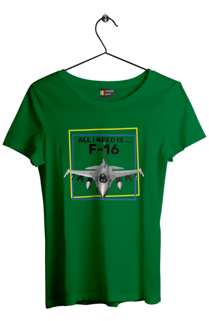 Women`s t-shirt with prints F16. Airplane, f16, himars, weapon, zaluzhny. 2070702
