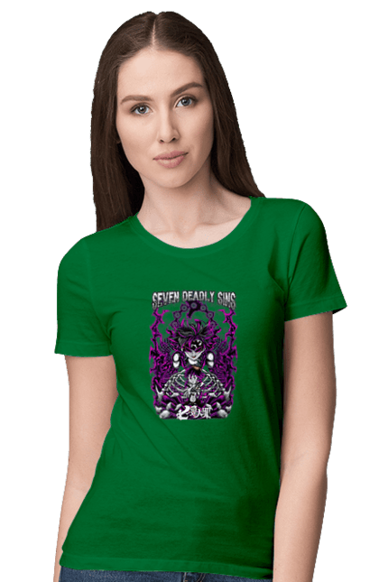 Women's t-shirt with prints Seven Deadly Sins Meliodas. Anime, dragon sin, manga, meliodas, seven deadly sins. 2070702