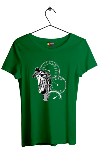 Women`s t-shirt with prints Motorcycle And Speed White. Moto, motorcycle, speed. 2070702