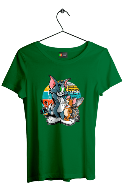 Women's t-shirt with prints Tom and Jerry. Animated series, cat, jerry, little mouse, tom and jerry. 2070702