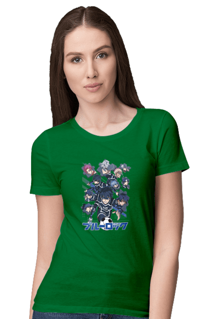 Women's t-shirt with prints Blue Lock. Anime, blue lock, blue prison, manga, sport, sports anime. 2070702