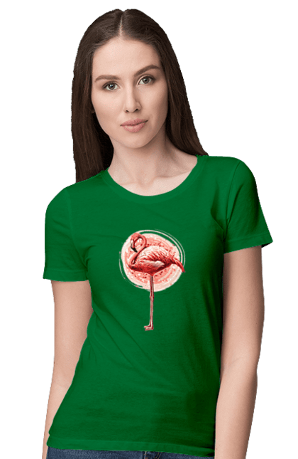 Women`s t-shirt with prints Flamingo Art. Animal, flamingo, pink flamingo. 2070702