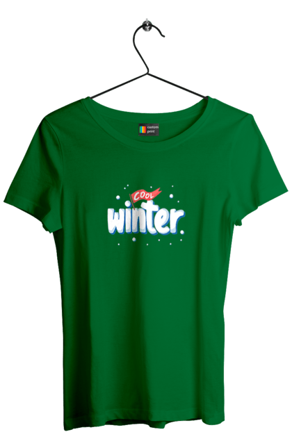 Футболка жіноча з принтом "Крута зима". Зима, круто, напис, погода, пори року, природа, свято, сезон, сніг. KRUTO.  Магазин популярних футболок