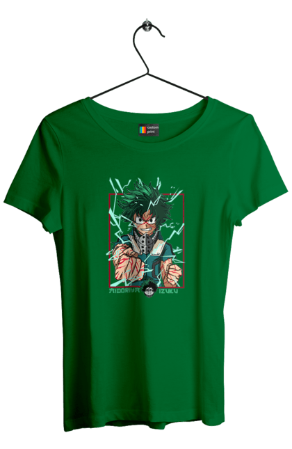 Футболка жіноча з принтом "Моя академія героїв Мідорія". Izuku, midoriya, my hero academia, аніме, ізуку мідорія, манга, мідорія, моя геройська академія. 2070702